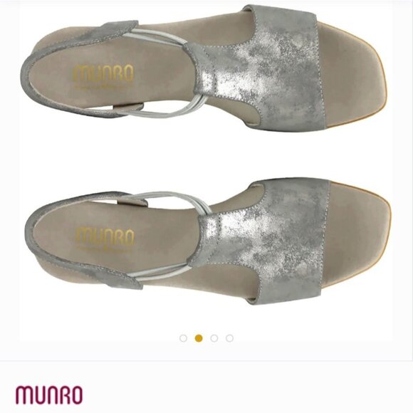 Munro Women Gunmetal Metallic Sandals Leather Slingback Block Heels Size 8.5 - Picture 12 of 13